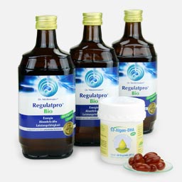 Set: 3 x 350 ml Regulatpro® Bio + 60 Stk. Omega-3-Algen-DHA+EPA