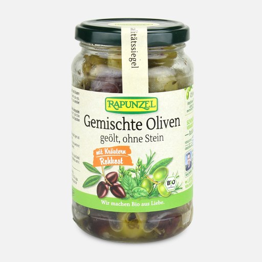 170 g Gemischte Bio Oliven kernlos geölt 170 g Gemischte Bio Oliven kernlos geölt