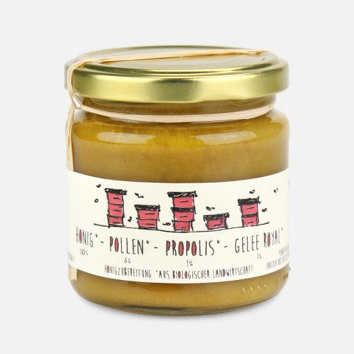 250 g Bio Honig mit Pollen, Propolis & Gelée royale 250 g Bio Honig mit Pollen, Propolis & Gelée royale